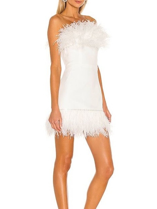 Bronx and Banco Dresses & Skirts - NEW! Bronx and Banco Lola Blanc Mini Feather Dress in White Size S